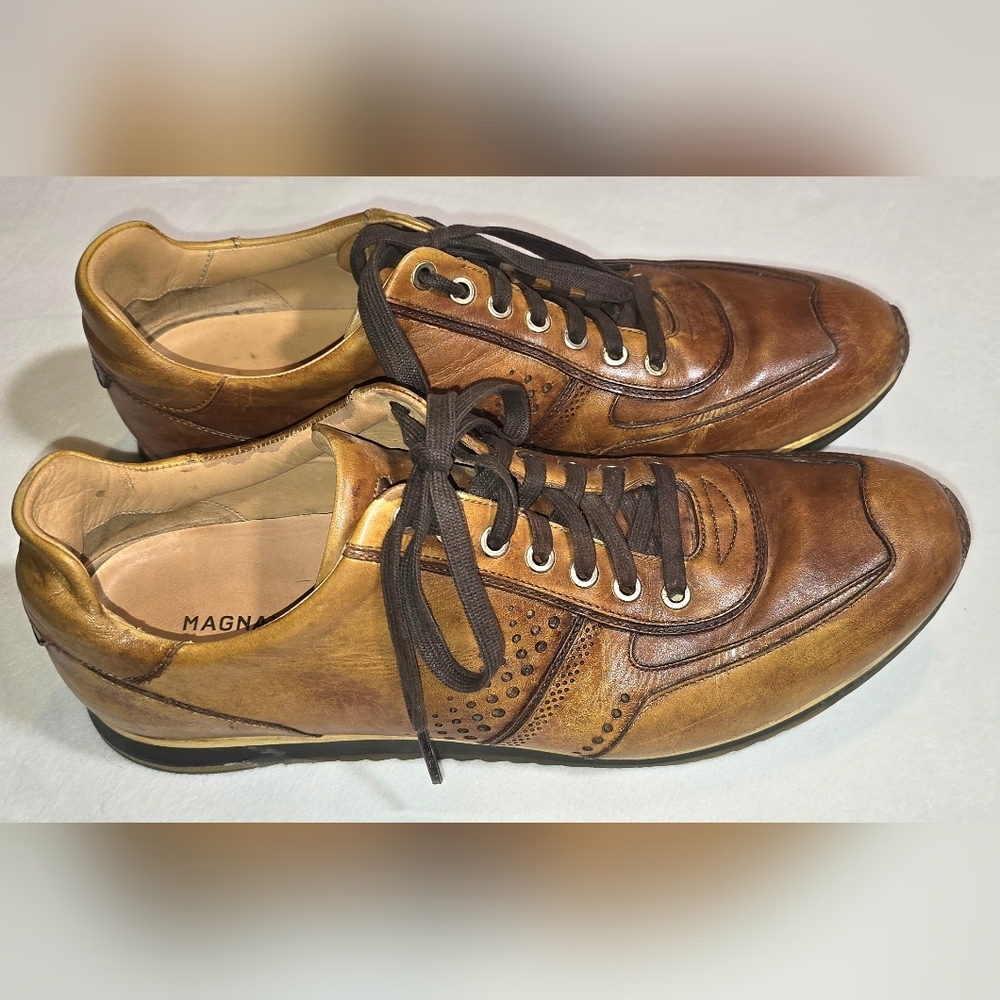 Magnanni Cristian Cognac Men's Brown Leather Casual Shoes Sneakers. Sz 11.5 M